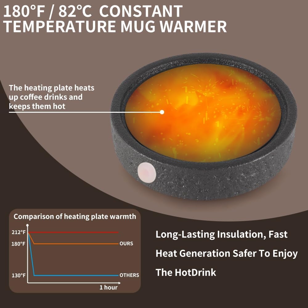 Calentador de taza de café, calentador de café eléctrico para escritorio con apagado automático, 3 ajustes de temperatura, calentador inteligente de