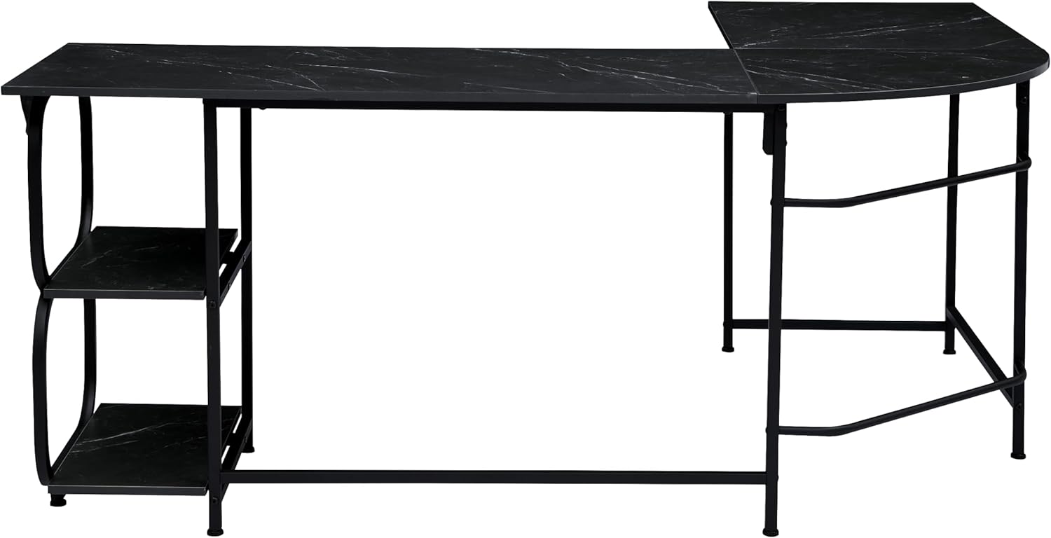 Anivia – Escritorio de computadora reversible en forma de L con estantes de 68.9 pulgadas, escritorio esquinero para juegos y escritura, color negro