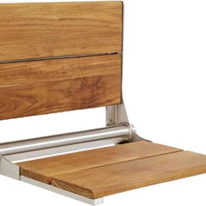 Asiento de ducha de teca, madera de contorno, banco plegable de montaje en pared para ducha interior, asistencia de seguridad ADA, acero inoxidable Asiento de ducha de teca, madera de contorno, banco plegable de montaje en pared para ducha interior, asistencia de seguridad ADA, acero inoxidable