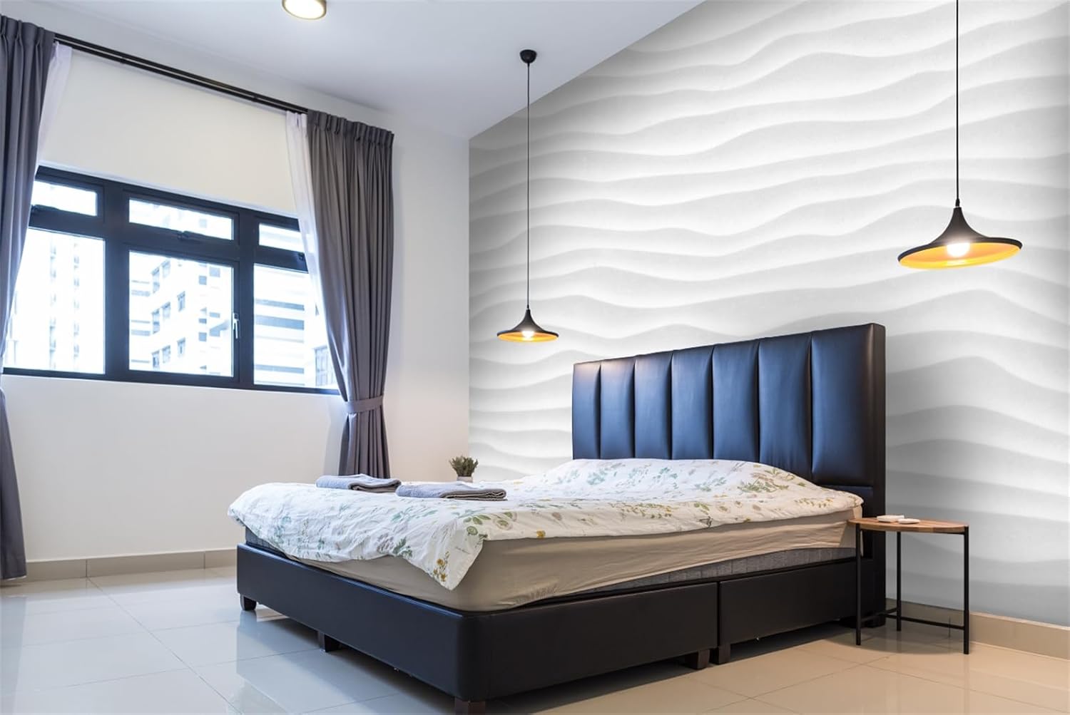 FLFK Papel tapiz autoadhesivo con patrón abstracto de ondas grises 3D, para despegar y pegar, para sala de estar, dormitorio, oficina, decoración de