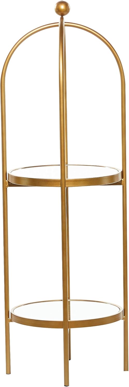 Deco 79 Estantería sólida de metal, 16″ x 18″ x 46″, oro