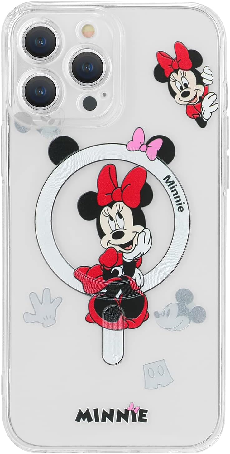 FILOYA Funda magnética para iPhone 15 Pro No Pro, bonita funda de teléfono de Minnie compatible con Magsafe, delgada y delgada a prueba de golpes