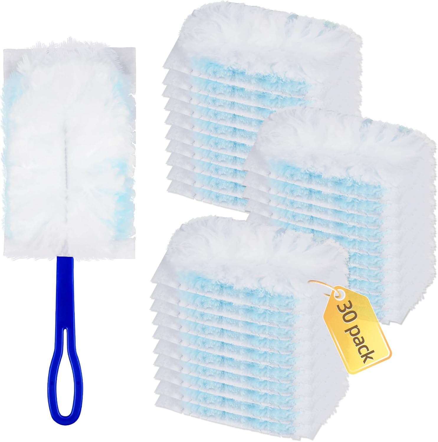 30 repuestos de plumero compatibles con Swiffer Dusters 180  Mango extensible, reemplazo de plumero multisuperficie resistente de 180 con 1 mango