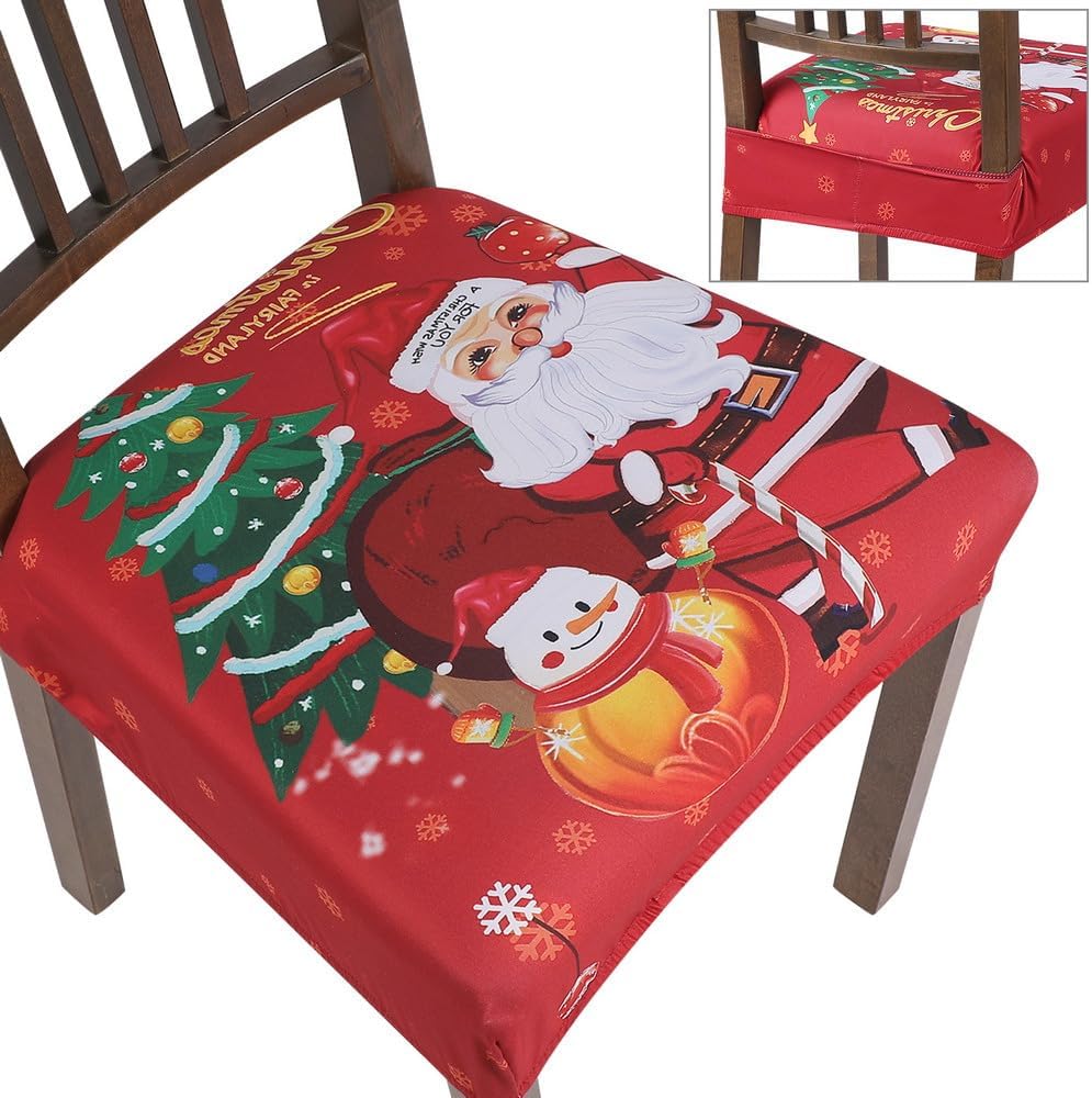 SearchI Juego de 6 fundas de asiento navideñas para sillas de comedor, suaves, extraíbles y lavables, para sillas de comedor, fundas protectoras