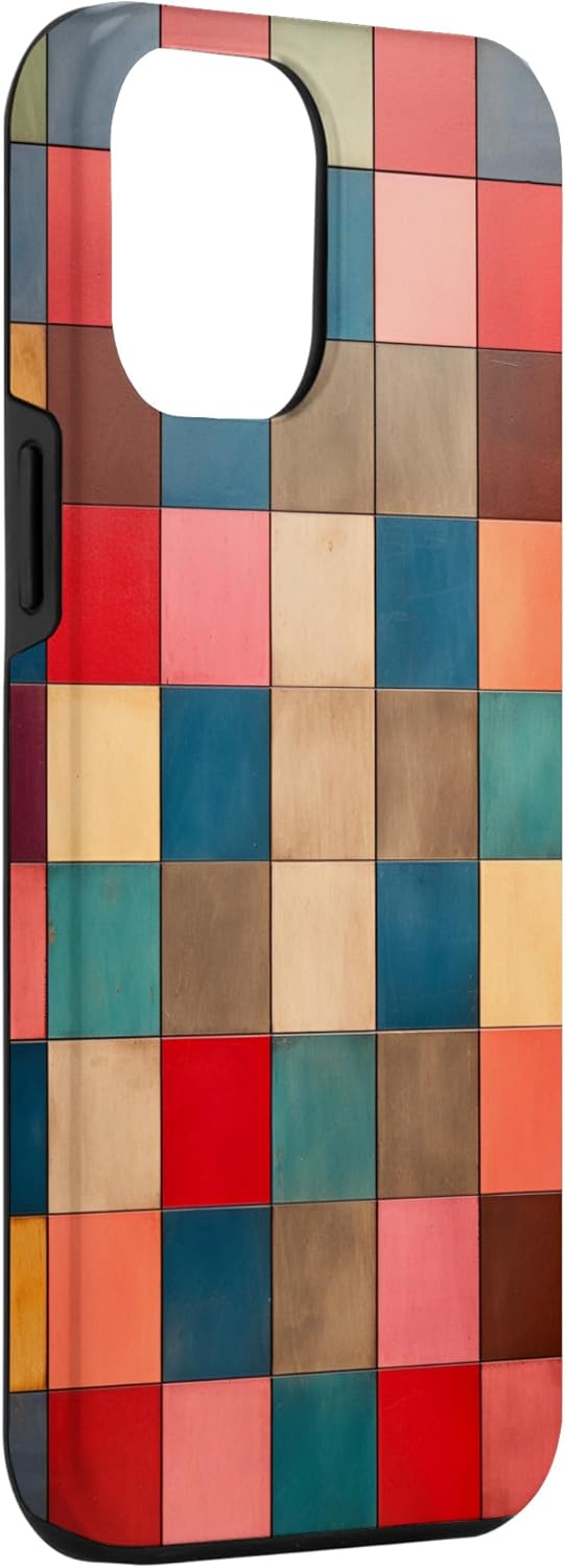 Funda protectora con diseño a cuadros multicolor radiante para iPhone 12 Pro Max