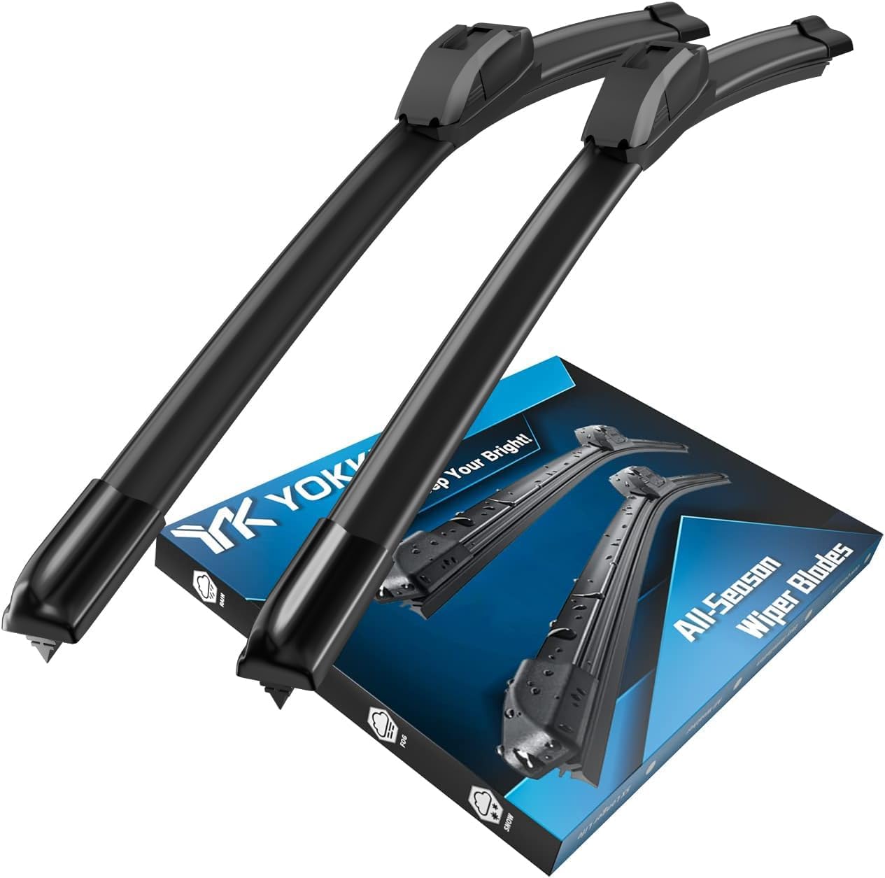 YOKKIP Juego de 2 limpiaparabrisas delantero de 20 + 20 pulgadas, calidad de fabricante original, para todas las estaciones, duradero, estable y