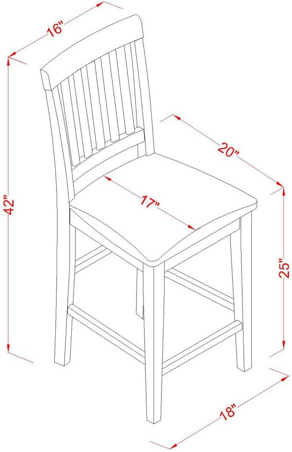 East West Furniture Vernon – Taburete de tela de lino con altura de pub de madera, juego de 2, VNS-WHI-C