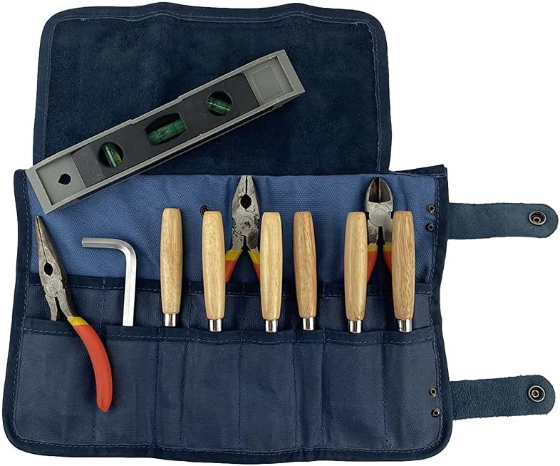 Hide & Drink, Bolsa enrollable de lona encerada (16 ranuras), funda de transporte portátil para barberos, bolsa organizadora de almacenamiento de