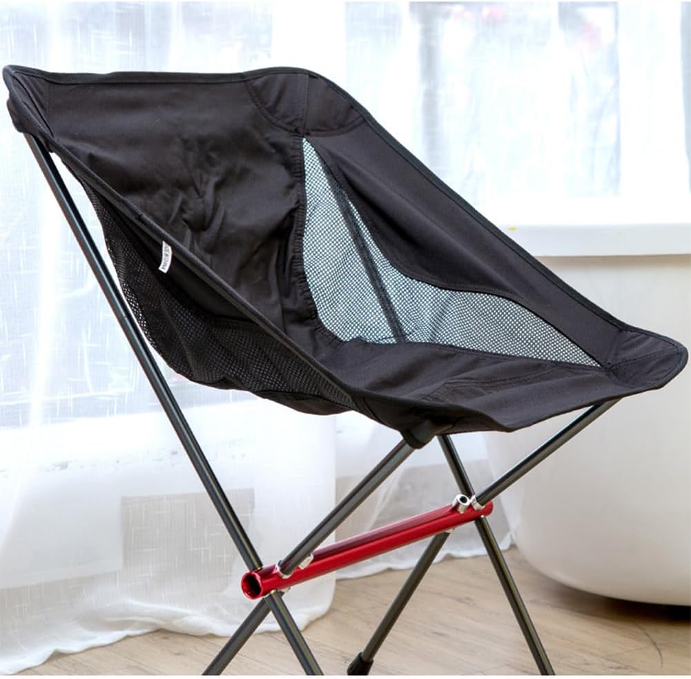 LSLANSOON Silla de camping plegable con marco de aluminio, compacta y portátil con bolsa de transporte para senderismo al aire libre, pesca,
