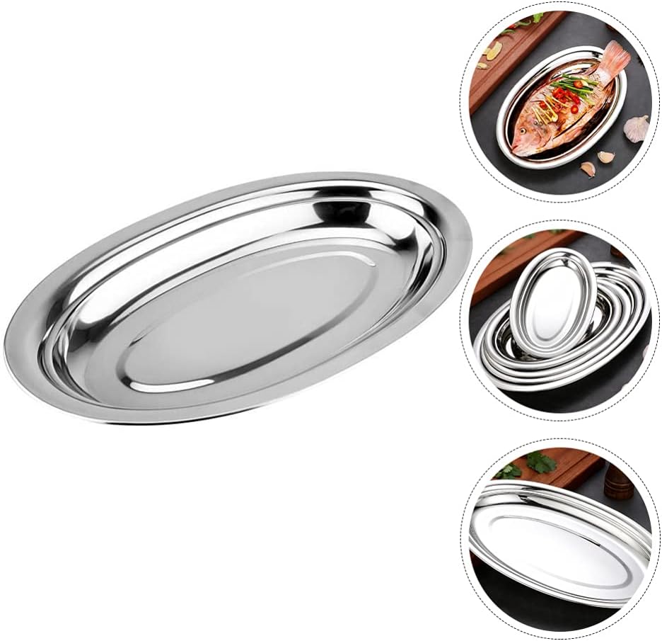 Cabilock 1 plato de decoración de boda cacerola de inducción servidor pescado simple bandeja de metal para servir plato de fiesta con tapa, platos