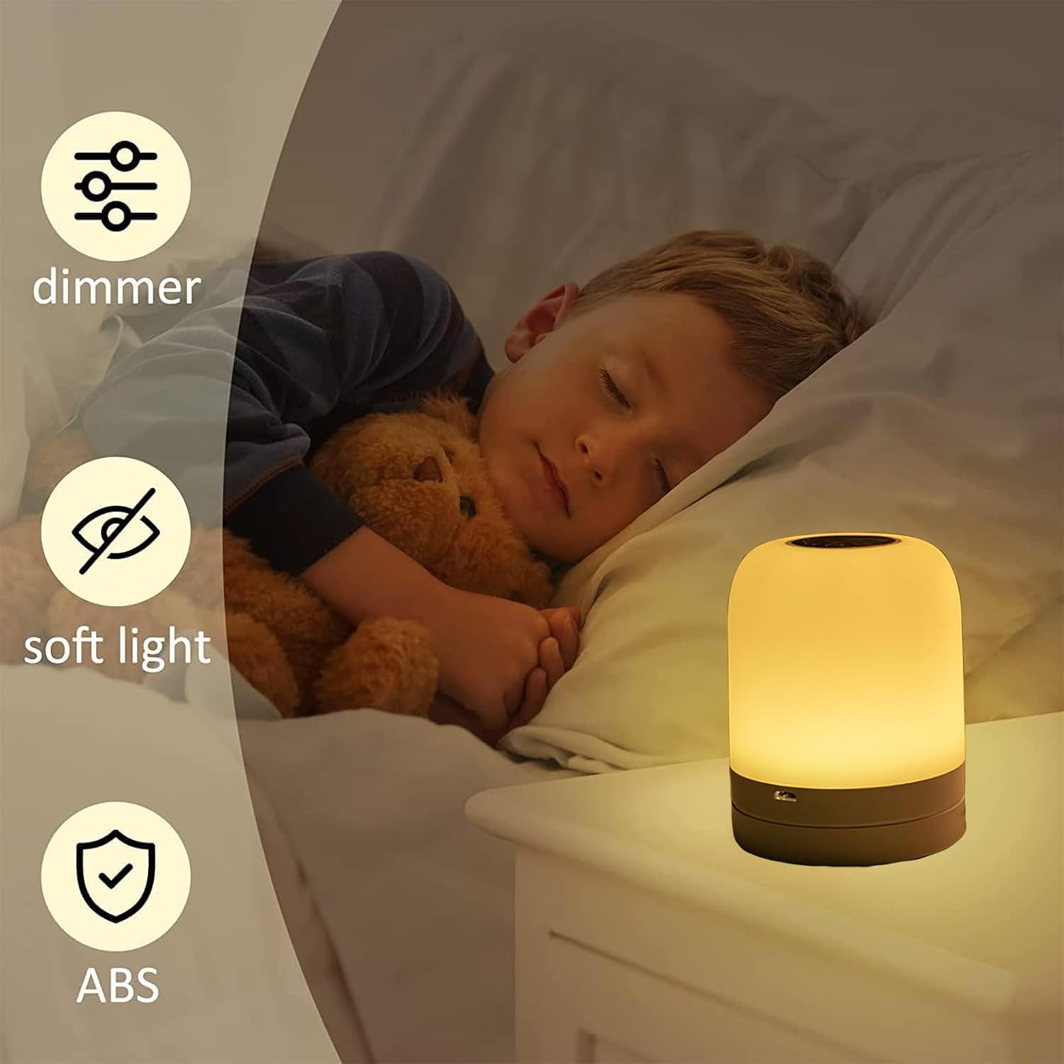Luz nocturna para guardería del bebé, lámparas LED con sensor táctil de noche para niños lactancia materna y ayuda para dormir, luces recargables