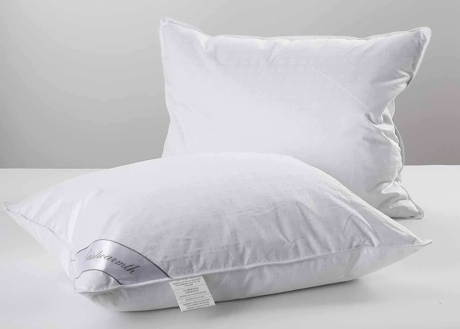 Juego de 2 almohadas de plumón de ganso natural y plumas, juego de 2 almohadas suaves 100% algodón suave, tamaño Queen de 20 x 30 pulgadas