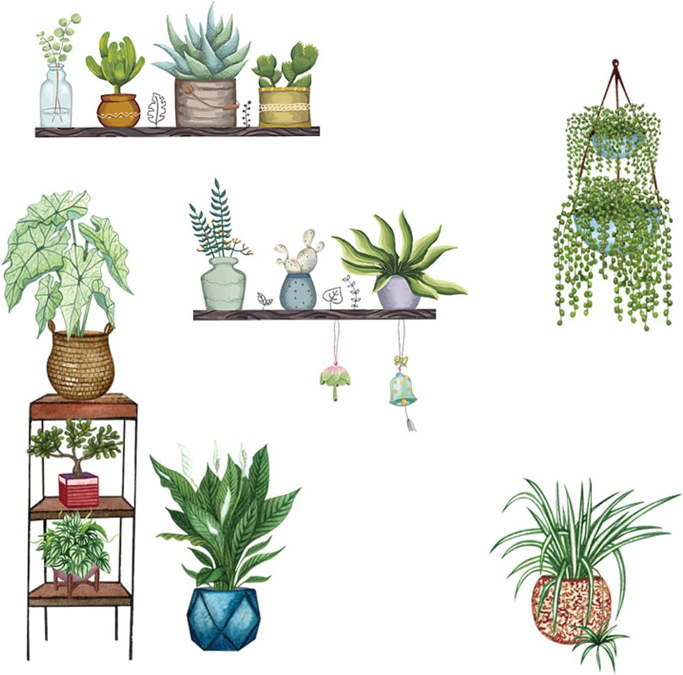 Calcomanías de pared y murales, calcomanías de pared para plantas, calcomanías de pared para dormitorio, sala de estar, baño, cocina, decoración de