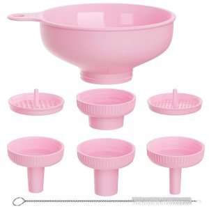 Embudo de cocina de boca ancha, embudo de conservas de plástico de grado alimenticio con boquillas de 4 tamaños para llenar tarros de masón anchos y Embudo de cocina de boca ancha, embudo de conservas de plástico de grado alimenticio con boquillas de 4 tamaños para llenar tarros de masón anchos y