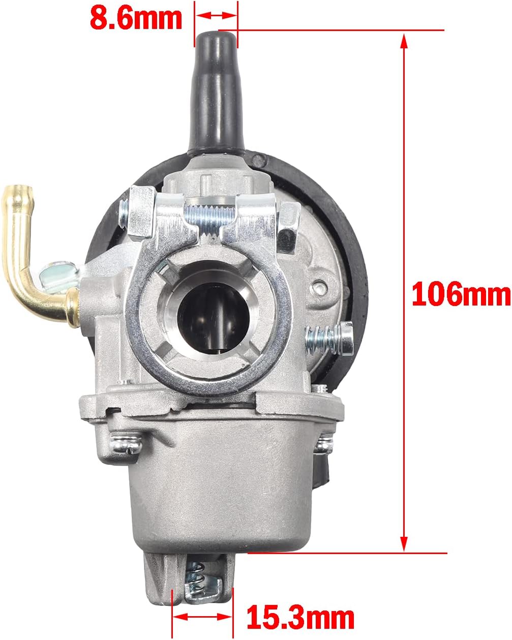 JRL Carburador de 49 cc, 60 cc, 66 cc, 80 cc, motor de 2 tiempos, bicicleta motorizada para bicicleta Carb  (plata)