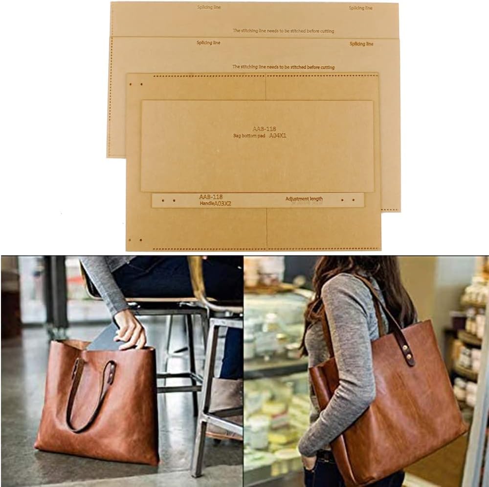 NW AAB-118 – Bolsa de cubo para mujer, plantilla acrílica, patrón de cuero, plantillas de cuero para bolsa de mano, Blanco, L