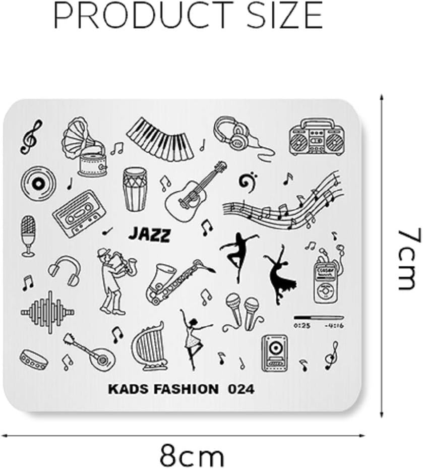 KADS Nail Art Image Stamping Plates Guitar Pattern Music Fashion Image Plates DIY Plantilla de manicura (FA024)