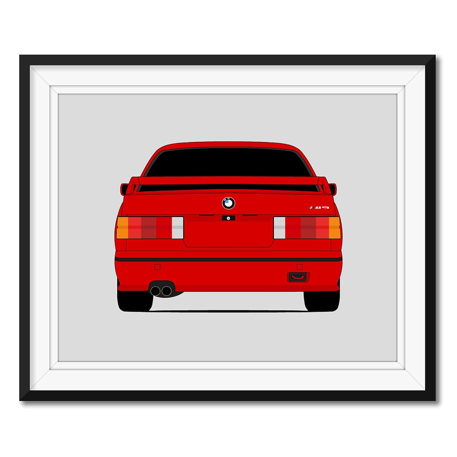 BMW M3 E30 (1986-1991) (Rear) Inspired Poster Print Wall Art Decor Handmade M Power BMW M (Unframed)
