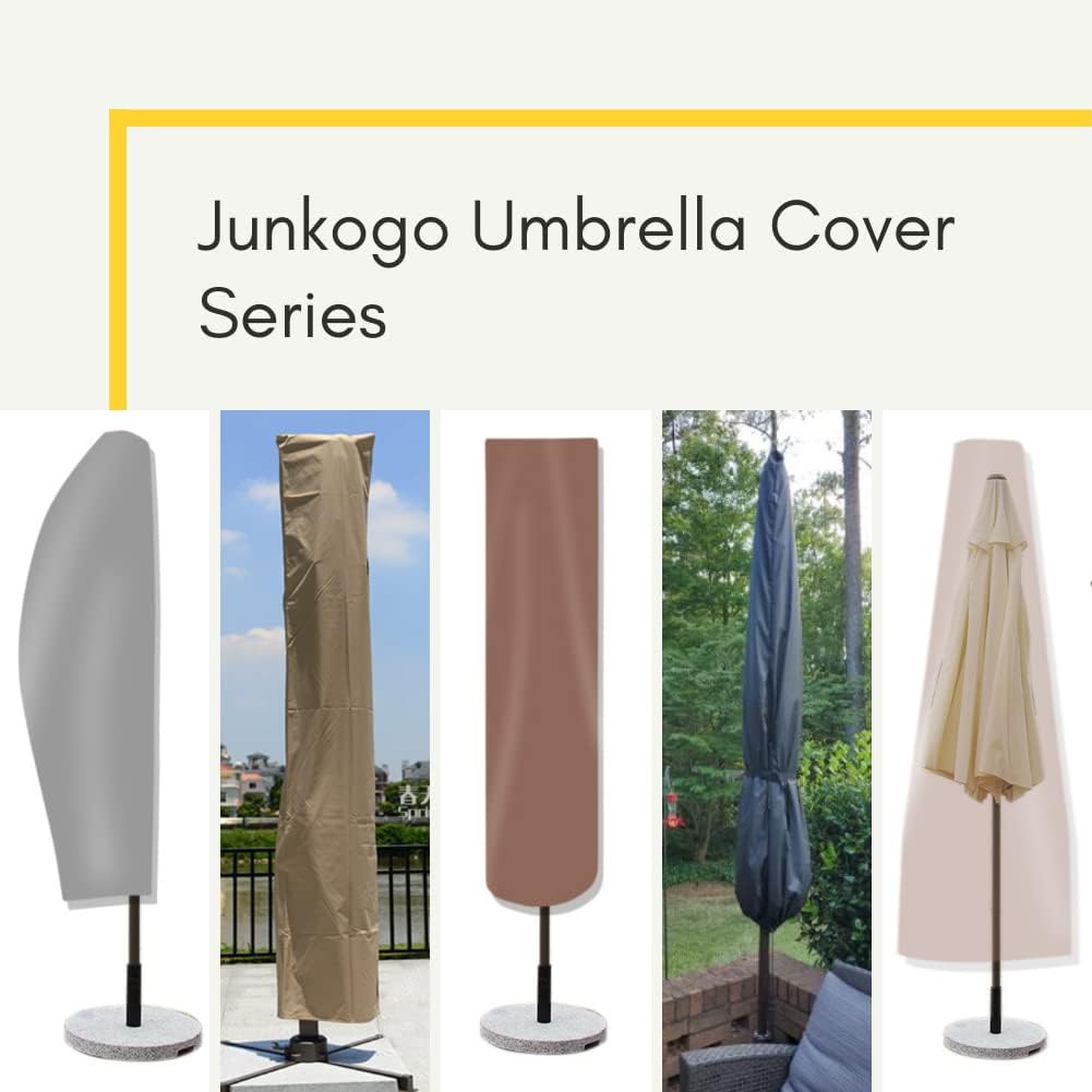 Junkogo Fundas impermeables para sombrilla de patio para sombrillas de exterior, se ajustan a paraguas de 9 a 12 pies con bolsa de almacenamiento y