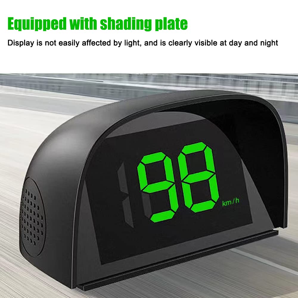 FANGZI Pantalla HUD para automóvil, pantalla frontal para coche, KMH, MPH, velocímetro digital con pantalla LED de fuente grande, adaptador de carga