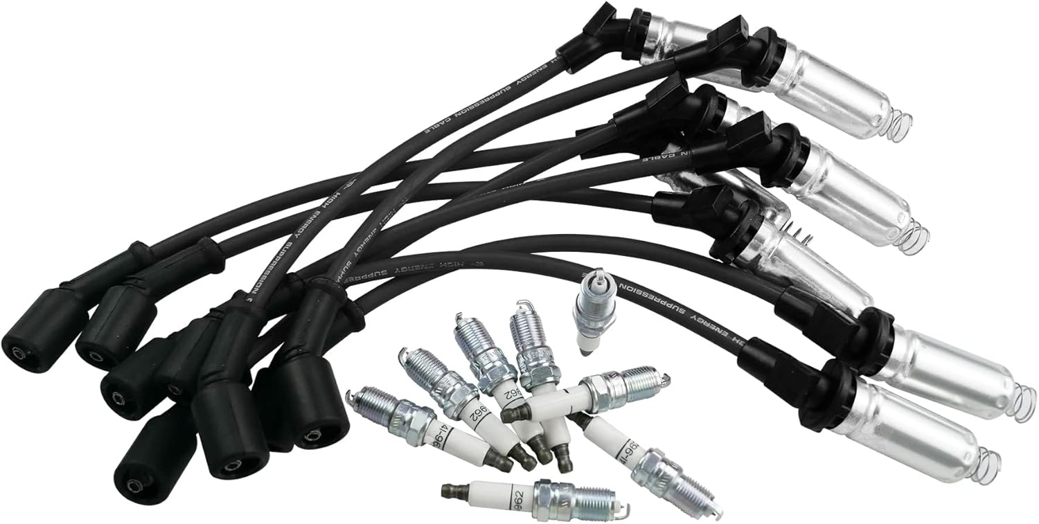 41-962 bujías + 48322 cables de bujía aptos para Chevrolet Silverado Suburban Tahoe Avalanche Corvette Express Impala Monte Carlo Buick Allure