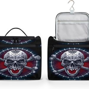 Skull Classic Decor Toiletry Bag for Women Travel Makeup Organizer with Hanging Hook Traveling Cosmetic Bags for Toiletries Accessories Skull Classic Decor Toiletry Bag for Women Travel Makeup Organizer with Hanging Hook Traveling Cosmetic Bags for Toiletries Accessories