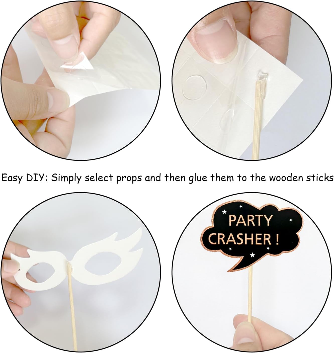 26 piezas de accesorios para cabina de fotos de fiesta con purpurina real, bonitos diseños para cumpleaños, bodas, graduación, graduación, Año