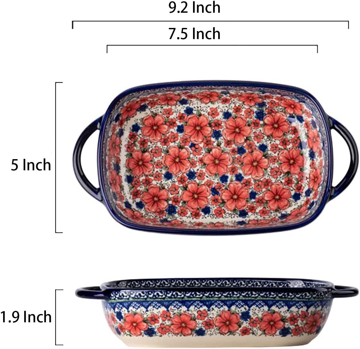 Utensilios de cerámica para hornear con flores de cerezo de estilo vintage, cacerola de cerámica para hornear, sartenes para lasaña, plato para