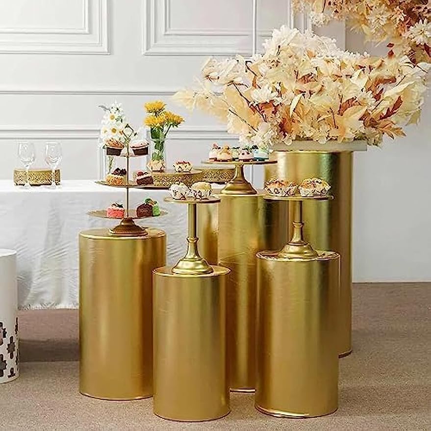 Cubiertas redondas para soportes de cilindro para fiestas, cubiertas elásticas bronceadoras para pedestal, cubierta de cilindro de zócalo 3 piezas5