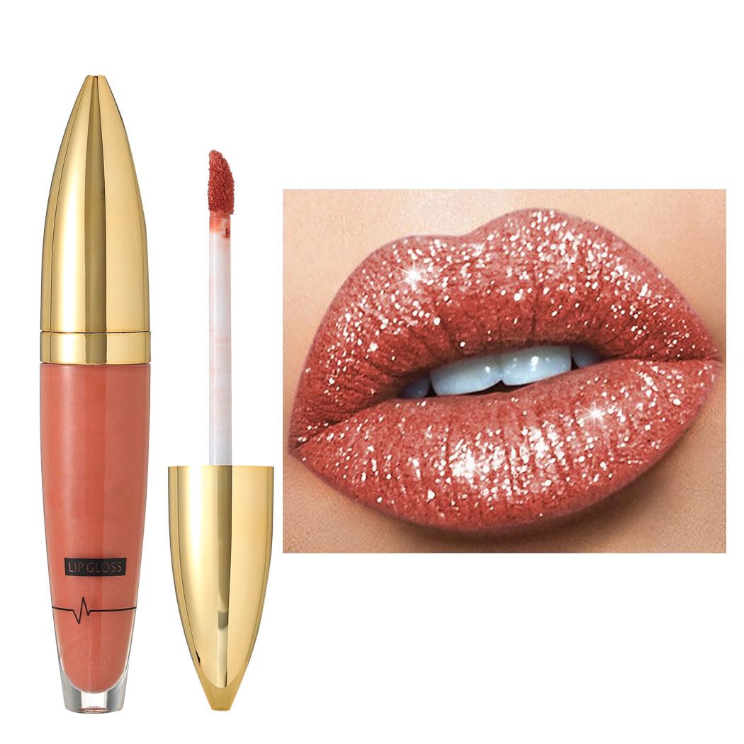 Lápiz labial líquido con purpurina mate, brillo de labios de alto pigmento, labios de fiesta, maquillaje para mujeres y niñas, paquete de 1 (nude)