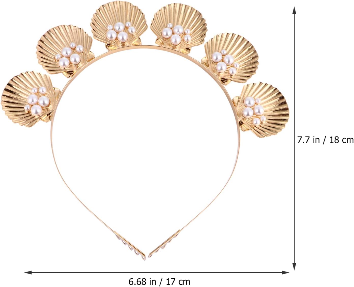 Minkissy Diadema de perlas de concha dorada, corona de conchas de mar, tiara de perlas de diosa con peine para mujeres y niñas, boda, Navidad,