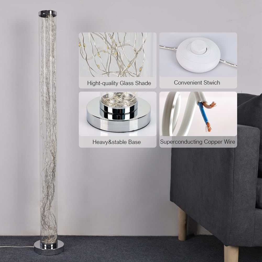 Lámpara de pie moderna, decorativa y elegante, cuerda expuesta al metal, lámpara de pie moderna para dormitorio, sala de estar, oficina, habitación