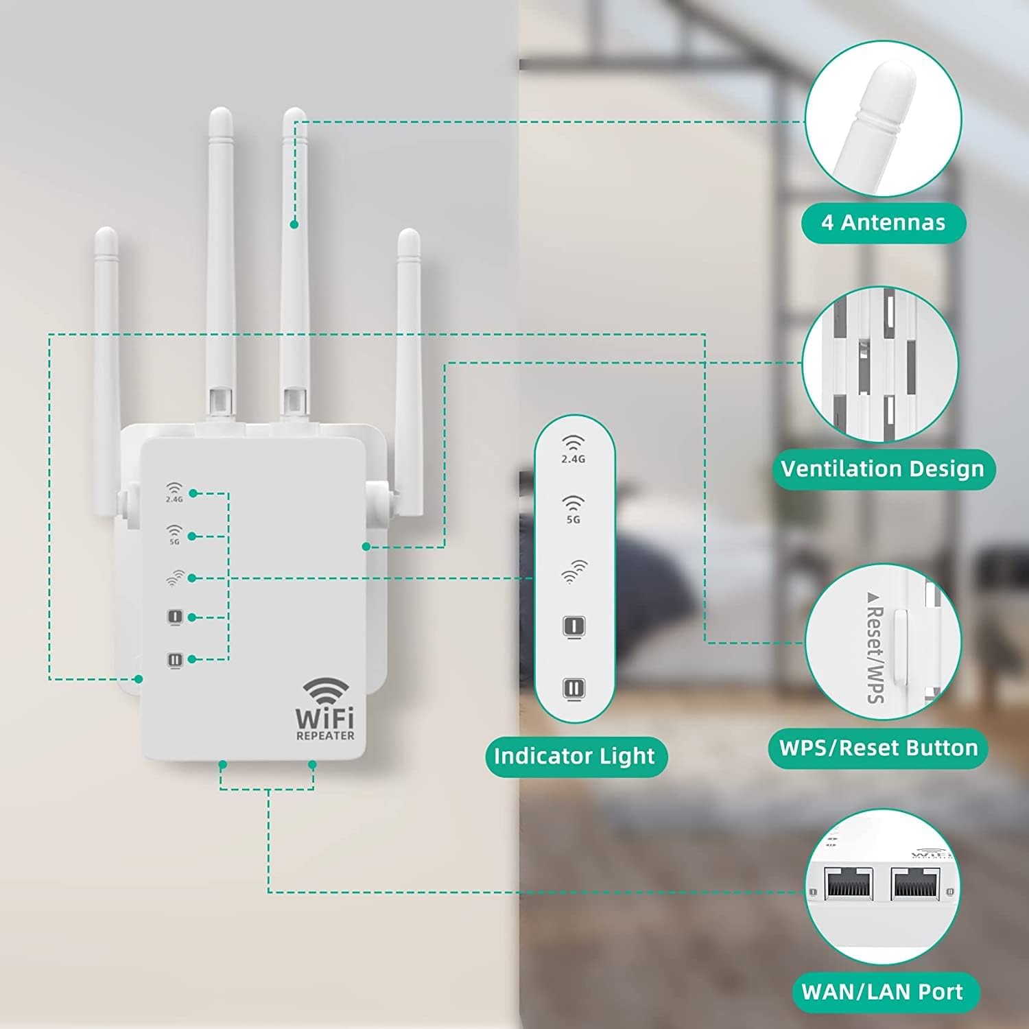 Amplificador WiFi 2023, amplificador de señal para cobertura del hogar de hasta 12880 pies cuadrados y 105 dispositivos, extensor WiFi, amplificador