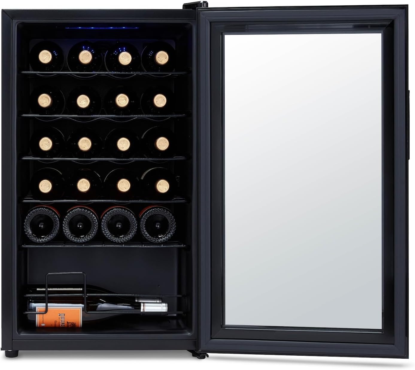 Shadow Series – Refrigerador de vino de 24 botellas, refrigerador de vino con espejo independiente con puerta de vidrio templado de doble capa y