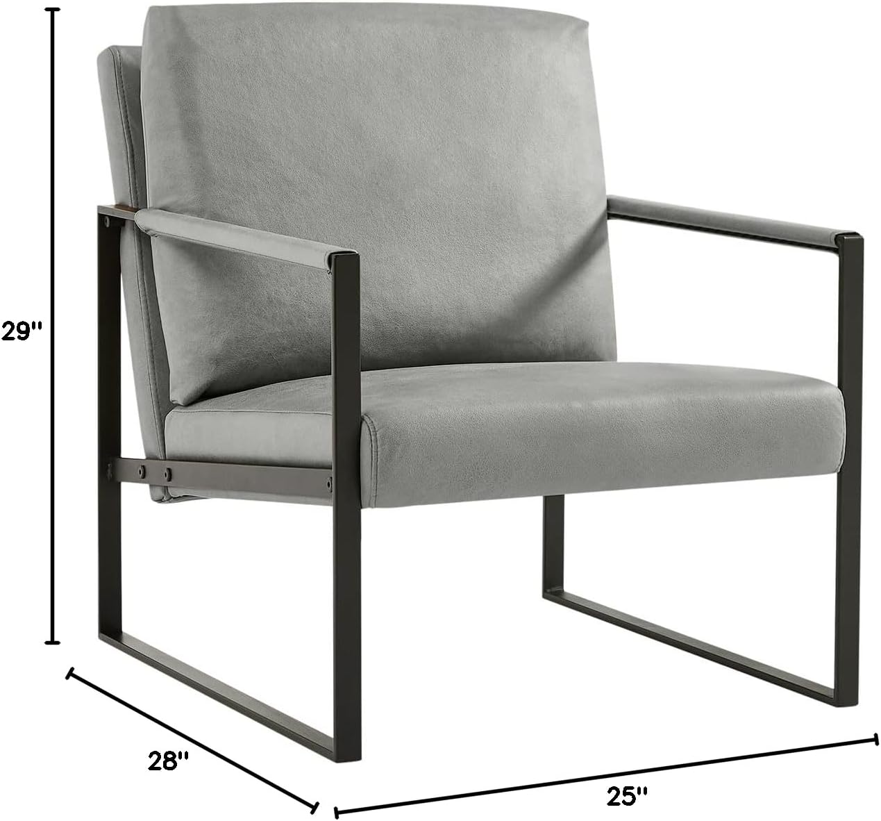 Familymill Sillón moderno de mediados de siglo, sofá individual de piel sintética con respaldo acolchado extra grueso y cojín de asiento para sala