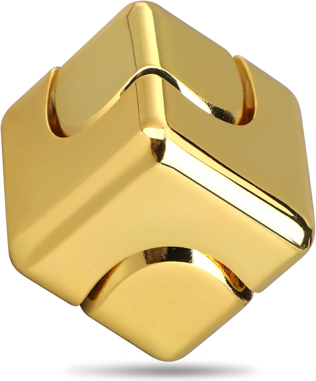 Dilabnba Cubo de metal Fidget Spinner Toy para niños adultos, cubo dorado Fidget Block Figner Spinner Focus 2 en 1 Spinning para niños 3-12, mini