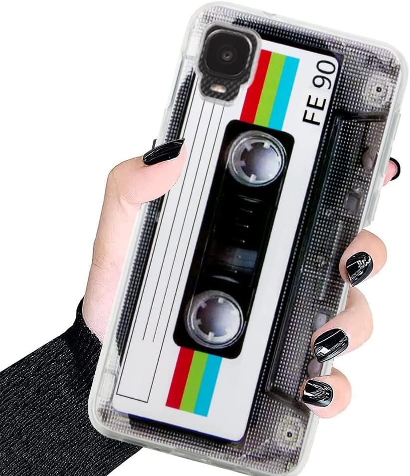 FLYING FLIER Funda de cinta de casete retro para Tracfone Alcatel TCL A3 A509DL Funda Vintage 80s 90s Cassete Tape TPU Funda protectora a prueba de