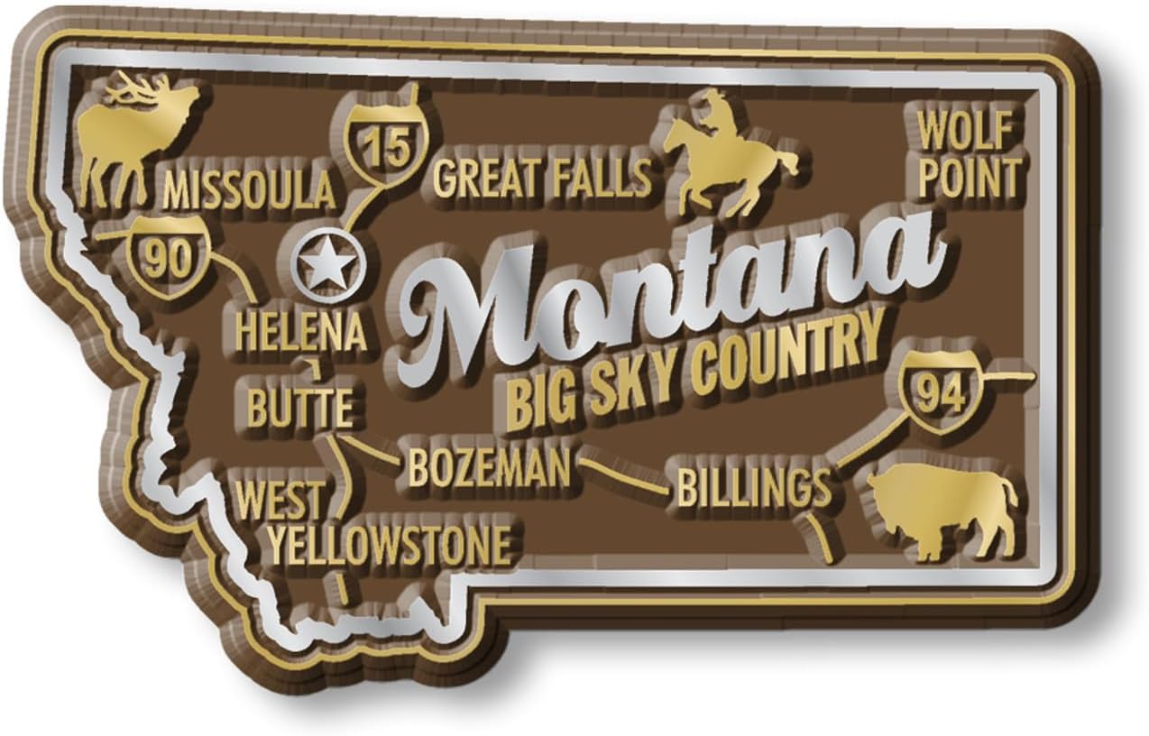 Imán estatal prémium Montana de Classic Magnets, 2.8 x 1.7 pulgadas, recuerdos coleccionables fabricados en los Estados Unidos