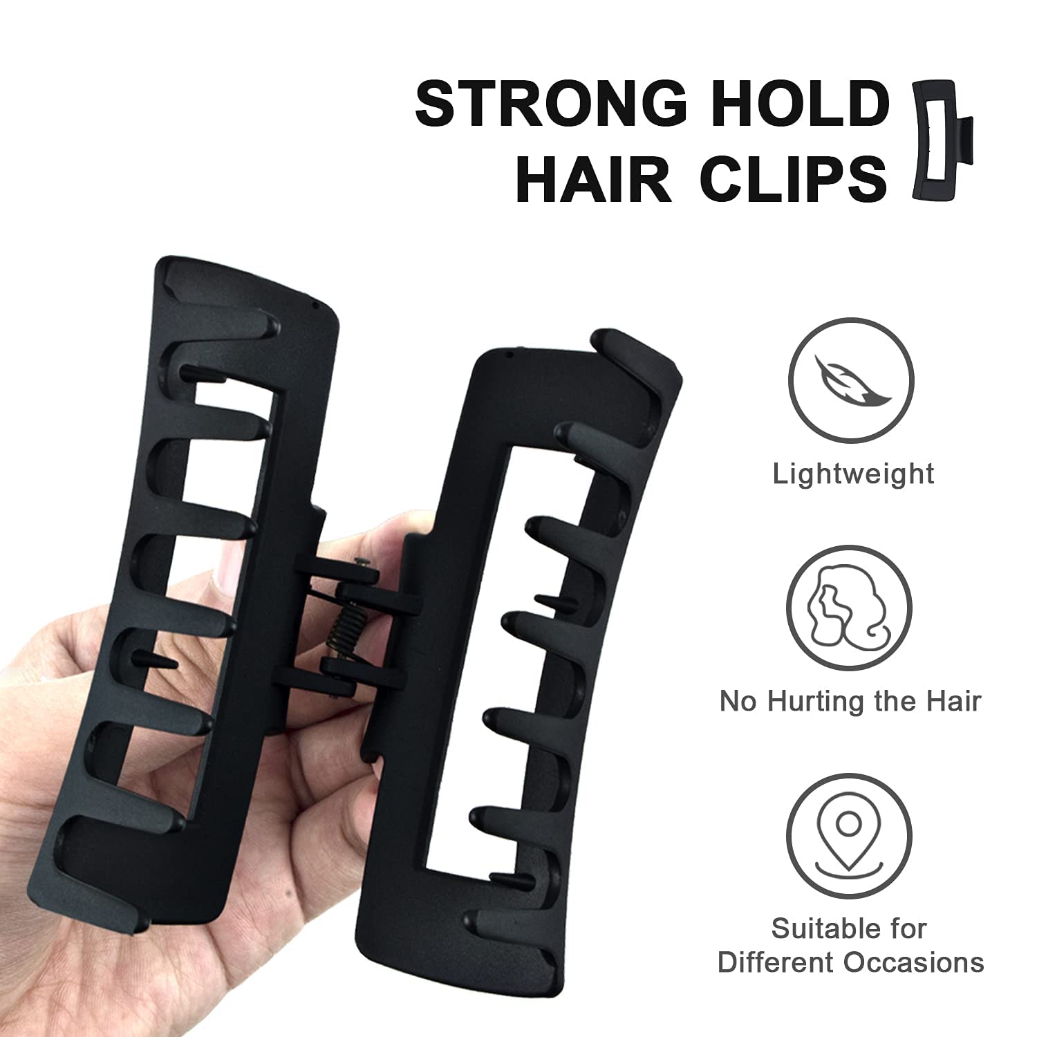 Paquete de 4 pinzas cuadradas, pinzas para el cabello para mujeres y niñas, pinzas de pelo antideslizantes medianas de 3.5 pulgadas, pinzas de pelo