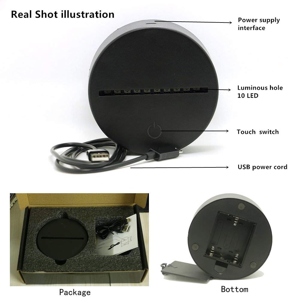 Luz de escritorio 3D de Fórmula 1 para auto de carreras, base de lámpara LED de 7 colores con USB o batería y control táctil, desvanecimiento
