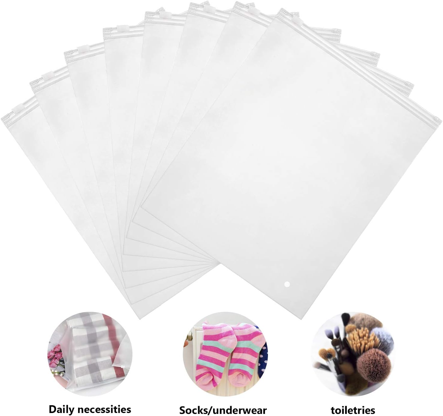 Bolsas de envío de mercancías, paquete de 100 bolsas de almacenamiento de plástico con cremallera de 8 x 10 pulgadas para embalaje de maquillaje,