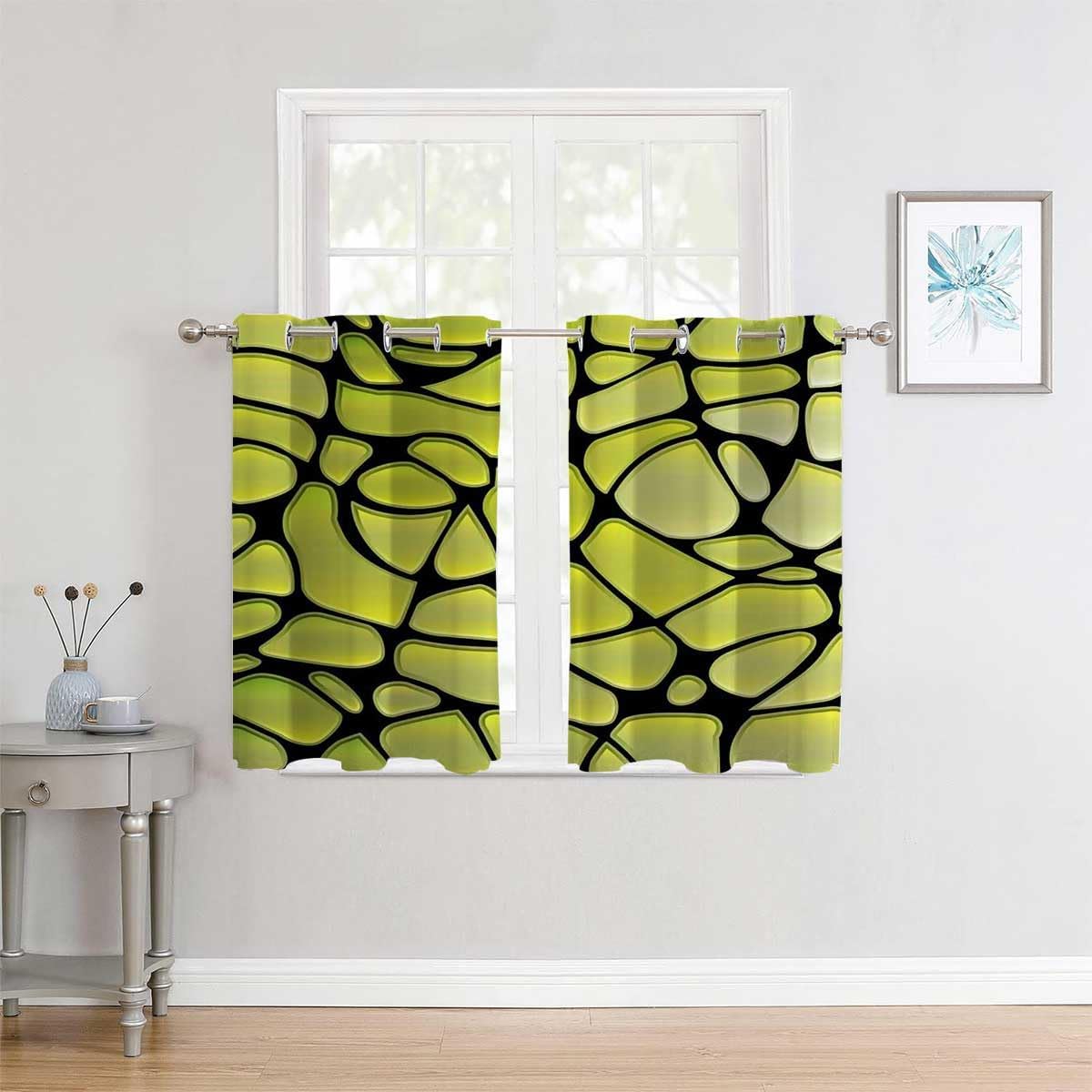 YANFENQI Cortina para Dividir Habitacion – Cortinas de arte de mosaico amarillo para armario, sin puerta, sábana opaca de 63 pulgadas de ancho por