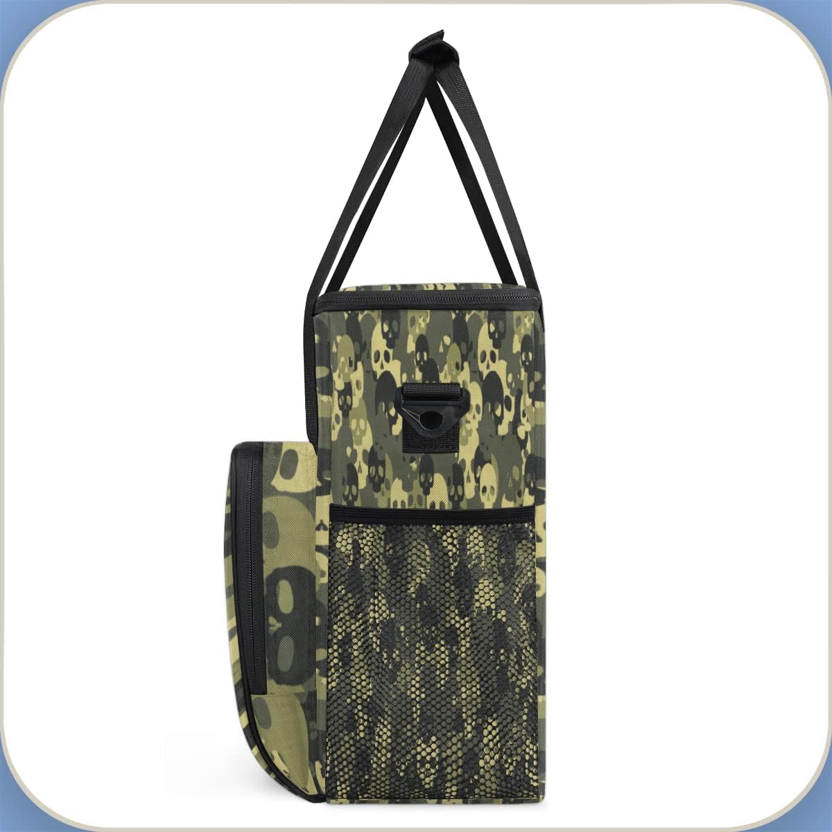 Bolsa de café de camuflaje con diseño de calavera y camuflaje, bolsa de almacenamiento de viaje, compatible con Keurig K-Mini o K-Mini Plus,