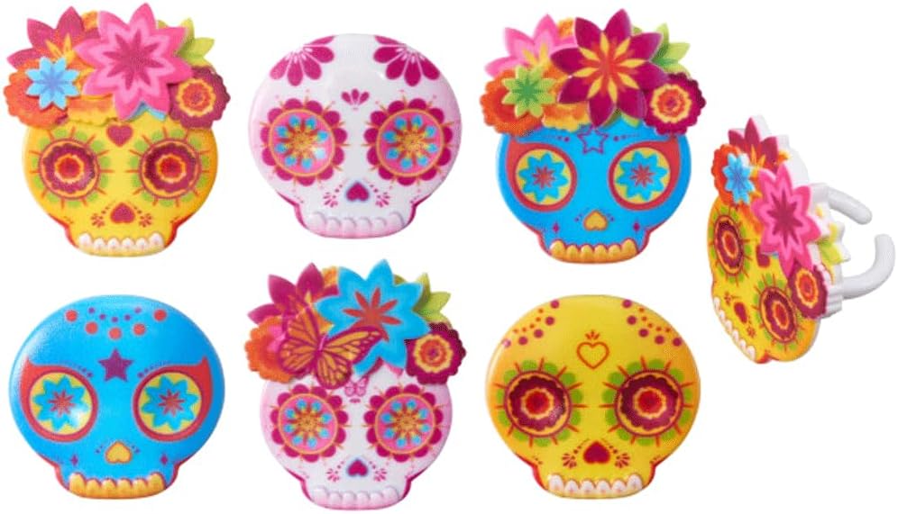 Día de los Muertos Calavera Máscara Cupcake Anillos – 24 piezas