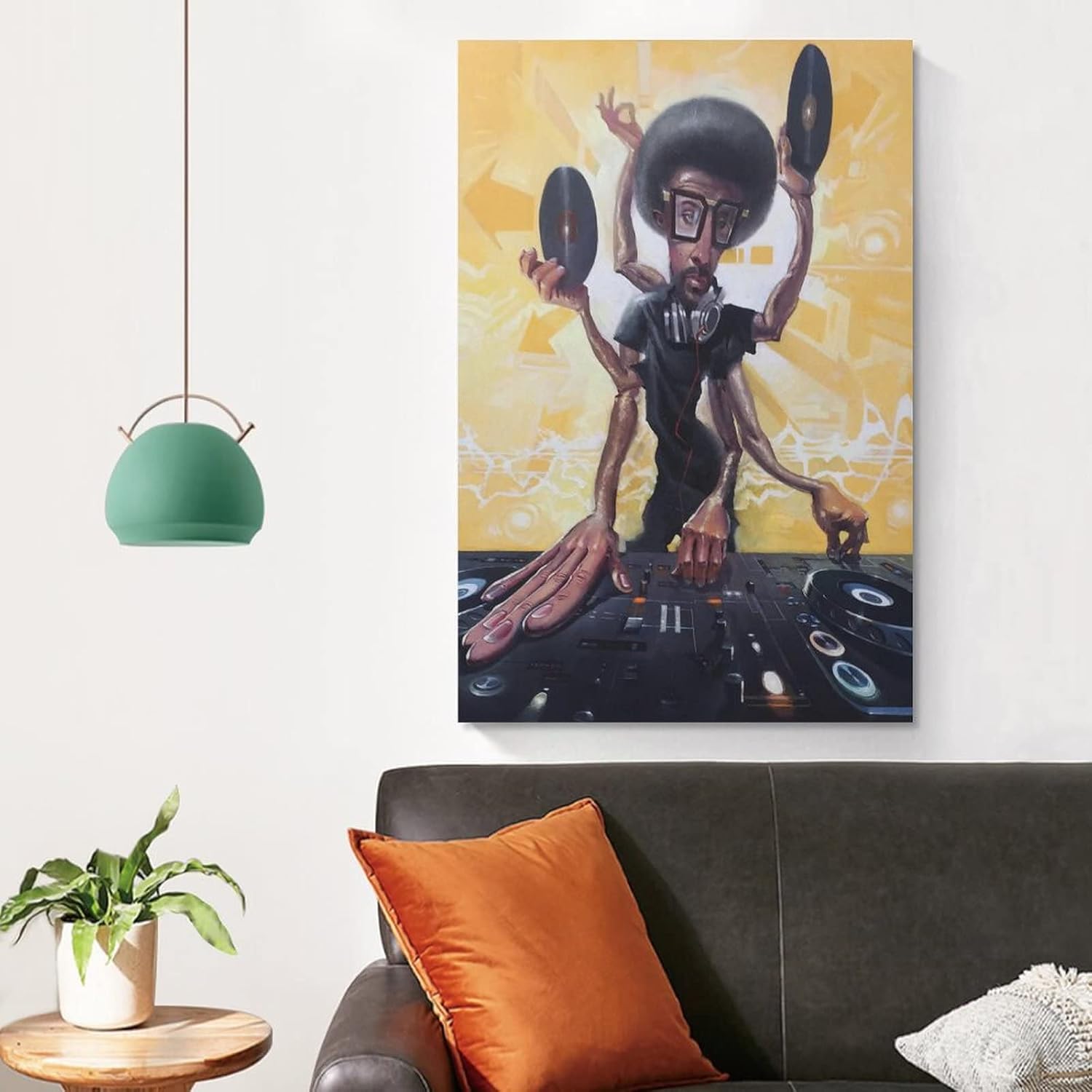 Justin Bua – Póster de arte abstracto negro de DJ de rock, decoración del hogar, póster para colgar en la pared, para dormitorio, pintura