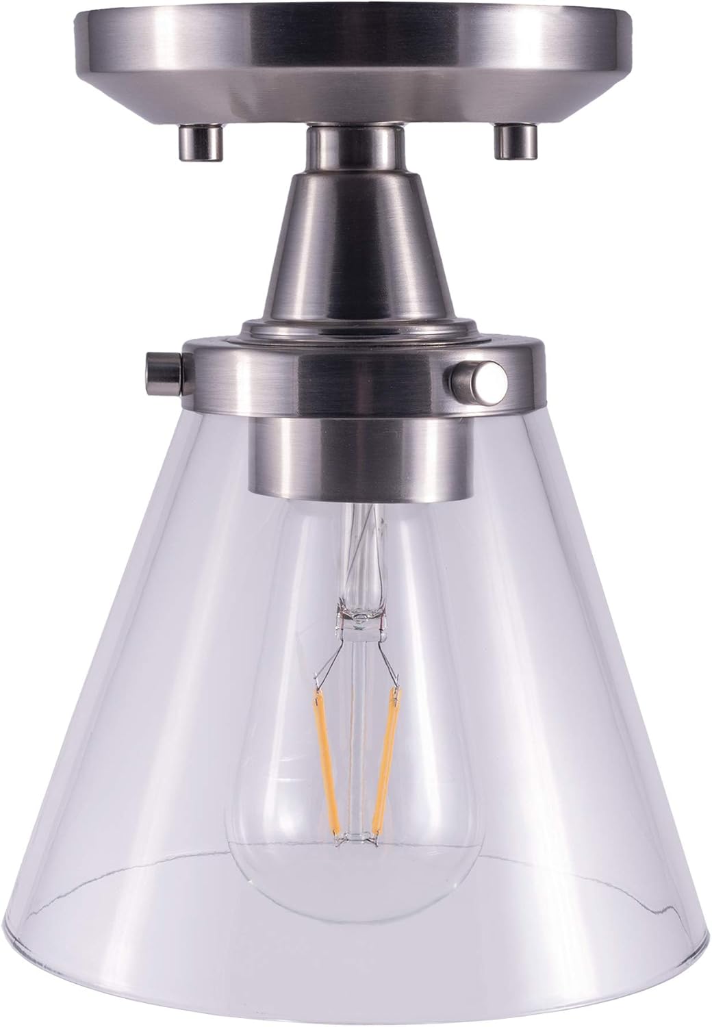 YaoKuem Lámpara de techo semiempotrada, base mediana E26, carcasa de metal con vidrio transparente, bombillas no incluidas, paquete de 2