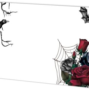 Tarjetas de lugar de rosas rojas de Halloween, con puntuaciones para plegarse fácilmente, 25 tarjetas de lugar para colocar la mesa, tarjetas de Tarjetas de lugar de rosas rojas de Halloween, con puntuaciones para plegarse fácilmente, 25 tarjetas de lugar para colocar la mesa, tarjetas de