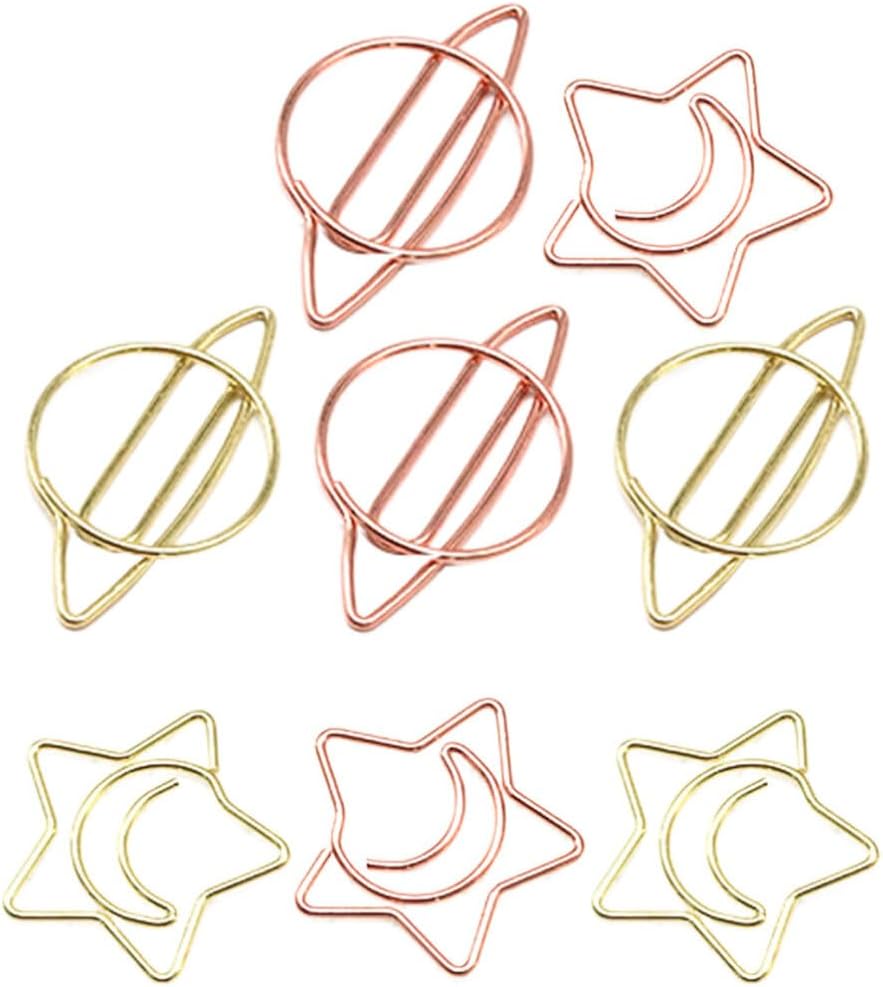 MAGICLULU Clips de papel multiusos para libros, 8 unidades, decoración de metal, decoración de escritorio de oficina, clips de papel pequeños, clips