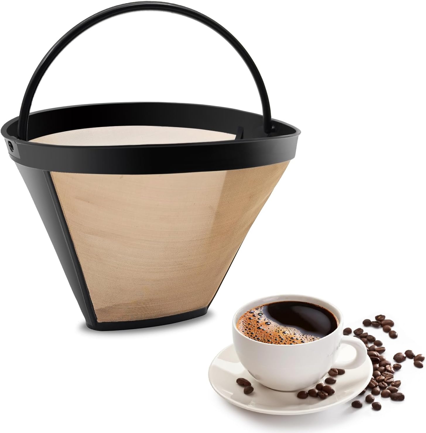 Filtro de café dorado Reutilizable #4 Filtros de café cono de repuesto para cafeteras y cafeteras CuisinartNinja