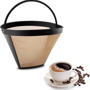 Filtro de café dorado Reutilizable #4 Filtros de café cono de repuesto para cafeteras y cafeteras CuisinartNinja Filtro de café dorado Reutilizable #4 Filtros de café cono de repuesto para cafeteras y cafeteras CuisinartNinja